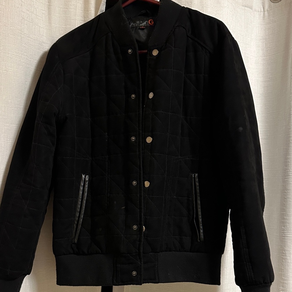 Men's Black Quilted Bomber Jacket